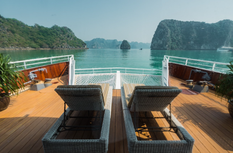 The CatBa Catamaran sunbath accommodation